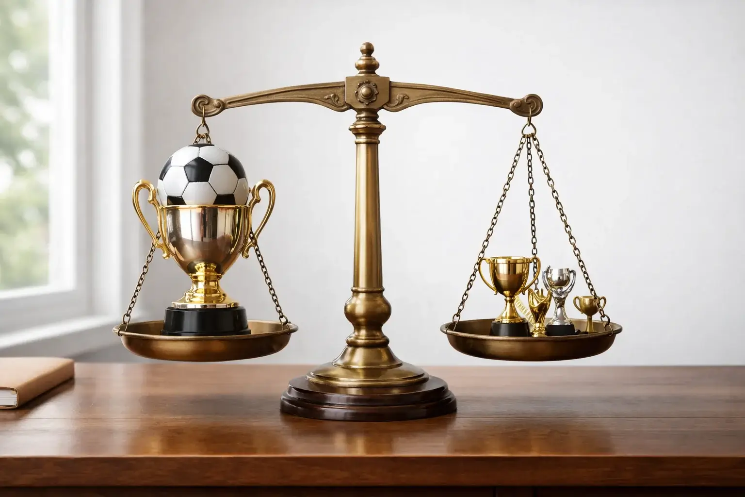 Balanza equilibrando dos equipos de fútbol con diferente nivel